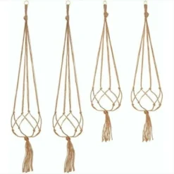Lot De 4 Suspension Corde Plante Macramé Porte Pot Suspendu Plante Cintre Intérieur Extérieur Décoration Du Jardin Avec - 2 Pièces 105 Cm Et 2 Pièces 90 Cm, 4 Pieds