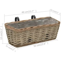 Jardinière De Balcon 2 Pcs Osier Avec Doublure En PE 40 Cm VidaXL -Promos Jardin Noble Magasin 11244517 3