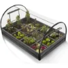Carré Potager 12 Compartiments Bois Gris + Housse Serre Châssis -Promos Jardin Noble Magasin 11642863 1