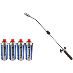 Desherbeur Thermique Piezo KZ Garden Chalumeau Gaz + 4 Recharges Desherbant Thermique Brule Herbes Torche De Jardin