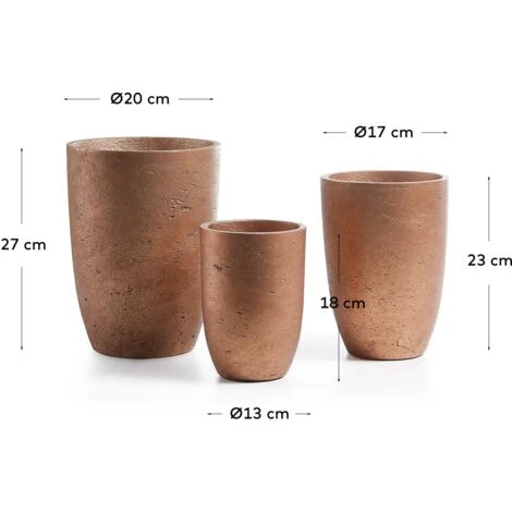 Kave Home - Lot De 3 Cache-pots Low Cuivre En Ciment Pour Usage Intérieur Et Extérieur 5 Kave Home - Lot De 3 Cache-pots Low Cuivre En Ciment Pour Usage Intérieur Et Extérieur – Image 3