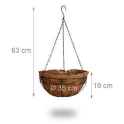 Relaxdays Lot De 3 Suspension Pour Plantes, Coco, 33 Litres, Avec Chaîne, Pot De 35 Cm De Diamètre, Marron -Promos Jardin Noble Magasin 12444568 3