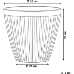 Cache-Pot Gris Taupe En Pierre Et Polyrésine 36 Cm Diamètre à Rayures Verticales Poka -Promos Jardin Noble Magasin 13100043 3