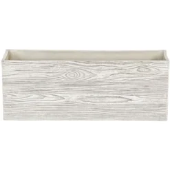 Bac à Fleurs Rectangulaire Blanc Effet Bois, 54 X 17 X 21 Cm, En Fibre D'Argile Pour Intérieur Et Extérieur Beliani