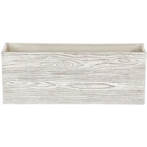 Bac à Fleurs Rectangulaire Blanc Effet Bois, 54 X 17 X 21 Cm, En Fibre D'Argile Pour Intérieur Et Extérieur Beliani 3 Bac à Fleurs Rectangulaire Blanc Effet Bois, 54 X 17 X 21 Cm, En Fibre D'Argile Pour Intérieur Et Extérieur Beliani