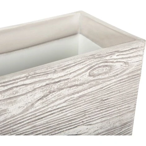 Bac à Fleurs Rectangulaire Blanc Effet Bois, 54 X 17 X 21 Cm, En Fibre D'Argile Pour Intérieur Et Extérieur Beliani 7 Bac à Fleurs Rectangulaire Blanc Effet Bois, 54 X 17 X 21 Cm, En Fibre D'Argile Pour Intérieur Et Extérieur Beliani – Image 5