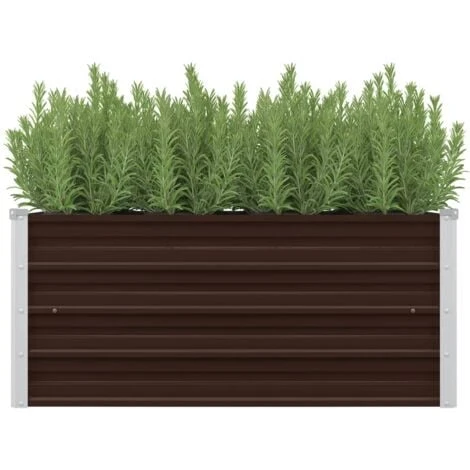 Lit Surélevé De Jardin Marron 100x40x45 Cm Acier Galvanisé VidaXL 4 Lit Surélevé De Jardin Marron 100x40x45 Cm Acier Galvanisé VidaXL – Image 2