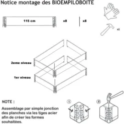 Carré Potager En Bois Naturel 1200x1200mm Hauteur 390mm -Promos Jardin Noble Magasin 15334836 3