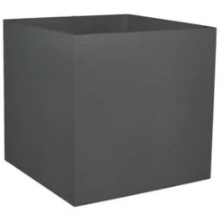 Pot Carré Graphit - Anthracite - 49.5x49.5x49.5 - 57L - EDA Plastiques - Intérieur Et Extérieur