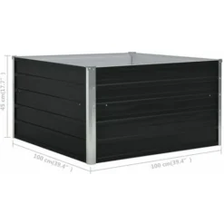 Jardinière 100 X 100 X 45 Cm Acier Galvanisé Anthracite VidaXL -Promos Jardin Noble Magasin 17913255 3