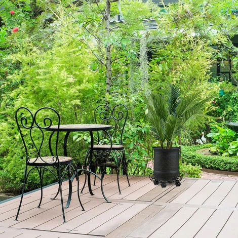 Relaxdays Support Roulant Plantes, 2, Rond, Intérieur Et Extérieur, Freins, Plateau Pour Pots De Fleurs, 28cm D. Métal 7 Relaxdays Support Roulant Plantes, 2, Rond, Intérieur Et Extérieur, Freins, Plateau Pour Pots De Fleurs, 28cm D. Métal – Image 5