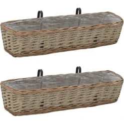Jardinières De Balcon 2 Pcs Osier Avec Doublure De PE 80 Cm VidaXL