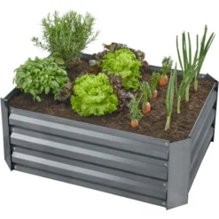 Carré Potager VALERIANA Galvanisé 140 L - 80 X 60 X 30 Cm - Potager Surélevé, Jardinière Surélevée, Lit De Plantation Surélevé -Promos Jardin Noble Magasin 19900683 3