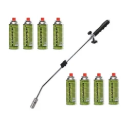 Brûleur De Mauvaises Herbes Allumage Piézo Avec 8 Bouteilles De Gaz