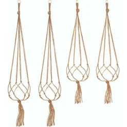 Lot De 4 Suspension Corde Plante Macramé Porte Pot Suspendu Plante Cintre Intérieur Extérieur Décoration Du Jardin Avec - 2 Pièces 105 Cm Et 2 Pièces 90 Cm, 4 Pieds