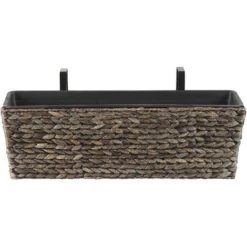 Jardinière Pot De Fleurs Rectangulaire De Type Panier En Fibres Naturelles Idéal Pour Balcon Terrasse Ou Jardin Boho (Bohème) Et Campagne Beliani