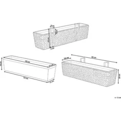 Jardinière Pot De Fleurs Rectangulaire De Type Panier En Fibres Naturelles Idéal Pour Balcon Terrasse Ou Jardin Boho (Bohème) Et Campagne Beliani -Promos Jardin Noble Magasin 22777789 3