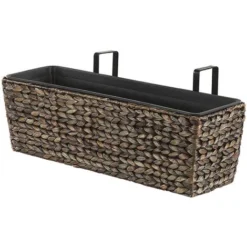 Jardinière Pot De Fleurs Rectangulaire De Type Panier En Fibres Naturelles Idéal Pour Balcon Terrasse Ou Jardin Boho (Bohème) Et Campagne Beliani -Promos Jardin Noble Magasin 22777789 4