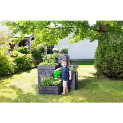 Jardinière Surélevée Ergo Quadro - Hauteur : 25 Cm, 60 X 80 Cm - Anthracite Garantia -Promos Jardin Noble Magasin 24389821 4