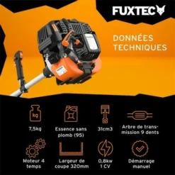 Débroussailleuse Thermique 4 Temps - FUXTEC FX-4MS131 - 31cm3 1 CV 9 Débroussailleuse Thermique 4 Temps - FUXTEC FX-4MS131 - 31cm3 1 CV -Promos Jardin Noble Magasin 24483494 3