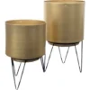 Set De 2 Cache-pots Dorés Avec Pieds Filaires 2 Set De 2 Cache-pots Dorés Avec Pieds Filaires -Promos Jardin Noble Magasin 24807063 1