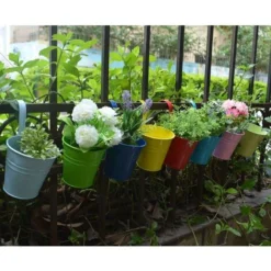 Pot De Fleurs En Fer/métal à Suspendre Pour 8 pots Balcon Jardin Mur Seau En Métal à Suspendre Support Cadeau Detachable Style -Promos Jardin Noble Magasin 26551440 4