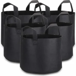 5 X Sacs De Plantes,Sacs De Culture De 5 Gallons De Pots En Tissu Non Tissé Haut De Gamme Et Respirants Avec Poignées Pour Dragage Et Plantation De Jardin,Sac De Jardin écologique