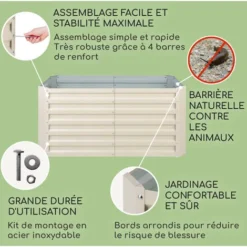 Blumfeldt Jardinieres Exterieur Surélevées, Pot De Fleur Exterieur Pour Les Fleurs, Herbes, Fruits, Légumes, Bac Jardiniere Balcon, Potager Sur Pied, Acier Ultra Solide, 432L, 120 X 60 X 60cm, Argent -Promos Jardin Noble Magasin 27344782 3