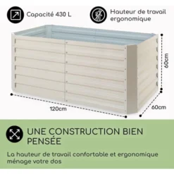 Blumfeldt Jardinieres Exterieur Surélevées, Pot De Fleur Exterieur Pour Les Fleurs, Herbes, Fruits, Légumes, Bac Jardiniere Balcon, Potager Sur Pied, Acier Ultra Solide, 432L, 120 X 60 X 60cm, Argent -Promos Jardin Noble Magasin 27344782 5