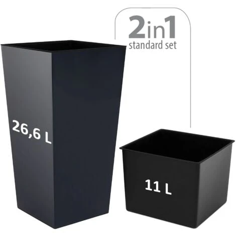Prosperplast Zanvic Urbi 26,6 Litres De Plastique Fower Pot Avec Doublure Intérieure 27 X 27 X 50 Cm Anthracite 4 Prosperplast Zanvic Urbi 26,6 Litres De Plastique Fower Pot Avec Doublure Intérieure 27 X 27 X 50 Cm Anthracite – Image 2