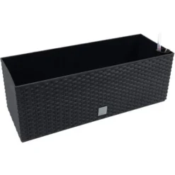 PROSPERPLAST Jardinière Rectangulière Noir Arrosage Automatique 17l.