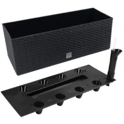 PROSPERPLAST Jardinière Rectangulière Noir Arrosage Automatique 17l. -Promos Jardin Noble Magasin 27610622 3