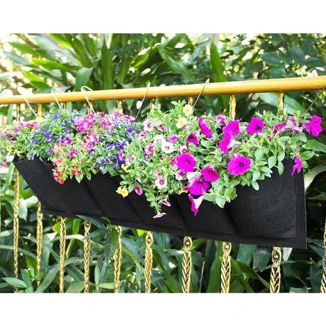 Kueatily Sac De Plantation Vertical, Jardin Sac à Plantes Mural Jardinière Suspendue Balcon Pot à Suspendre Intérieur Extérieur Fleur 6 Poches (Noir) 7 Kueatily Sac De Plantation Vertical, Jardin Sac à Plantes Mural Jardinière Suspendue Balcon Pot à Suspendre Intérieur Extérieur Fleur 6 Poches (Noir) – Image 5