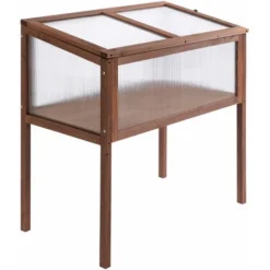 OUTSUNNY Mini Serre Sur Pieds Dim. 90L X 50l X 93H Cm Toit Ouvrable Panneaux De Polycarbonate Bois Sapin Traité -Promos Jardin Noble Magasin 28189137 4