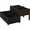 OUTSUNNY Jardinière Sur Pieds Carré Potager 2 étages Dim. 80L X 80l X 44H Cm Insert D'irrigation Plastique Imitation Rotin Tressé Chocolat -Promos Jardin Noble Magasin 28368951 1
