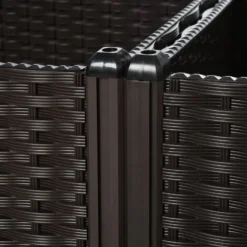 OUTSUNNY Jardinière Sur Pieds Carré Potager 2 étages Dim. 80L X 80l X 44H Cm Insert D'irrigation Plastique Imitation Rotin Tressé Chocolat -Promos Jardin Noble Magasin 28368951 5