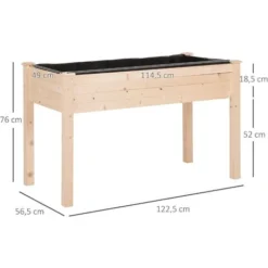 OUTSUNNY Jardinière Sur Pieds Potager Dim. 122L X 56l X 76H Cm Inserts D'irrigation + Feutre De Drainage Inclus Bois Massif Sapin -Promos Jardin Noble Magasin 28503721 3