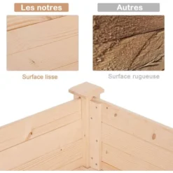 OUTSUNNY Jardinière Sur Pieds Potager Dim. 122L X 56l X 76H Cm Inserts D'irrigation + Feutre De Drainage Inclus Bois Massif Sapin -Promos Jardin Noble Magasin 28503721 4