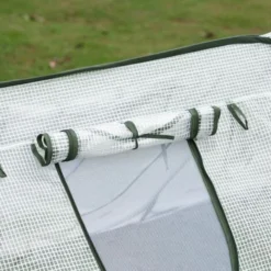 OUTSUNNY Mini Serre Pop-up De Jardin - Serre à Tomates - 4 Fenêtres + 4 Portes Zippées Enroulable - Dim. 2,4L X 1,2l X 0,75H M - Sac Transport Inclus - PE Blanc Vert -Promos Jardin Noble Magasin 28623820 4