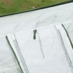 OUTSUNNY Mini Serre Pop-up De Jardin - Serre à Tomates - 4 Fenêtres + 4 Portes Zippées Enroulable - Dim. 2,4L X 1,2l X 0,75H M - Sac Transport Inclus - PE Blanc Vert -Promos Jardin Noble Magasin 28623820 5