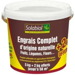Solabiol Engrais Complet, Seau De 5kgs + 2 Kgs Offerts