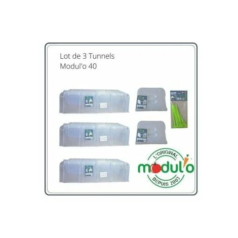Modulo Lot De 3 Tunnels Modul'o 40 (105x39x30cm) + 1 Jeu De 2 Embouts + 1 Lot De 10 Piquets De Tunnel 5 Modulo Lot De 3 Tunnels Modul'o 40 (105x39x30cm) + 1 Jeu De 2 Embouts + 1 Lot De 10 Piquets De Tunnel – Image 3