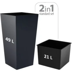 Prosperplast URBI Grand Planteur 49l. Plastique 32,5 X 32,5 X 61 Cm Anthracite -Promos Jardin Noble Magasin 29044116 2