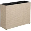 Bac à Fleur Avec 3 Pots En Polyrotin 77 Cm X 27 Cm X 60 Cm Beige 1 Bac à Fleur Avec 3 Pots En Polyrotin 77 Cm X 27 Cm X 60 Cm Beige -Promos Jardin Noble Magasin 29541830 1