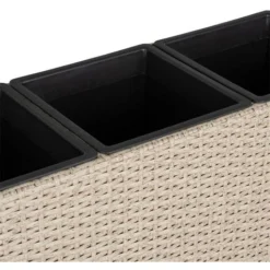 Bac à Fleur Avec 3 Pots En Polyrotin 77 Cm X 27 Cm X 60 Cm Beige 10 Bac à Fleur Avec 3 Pots En Polyrotin 77 Cm X 27 Cm X 60 Cm Beige -Promos Jardin Noble Magasin 29541830 4