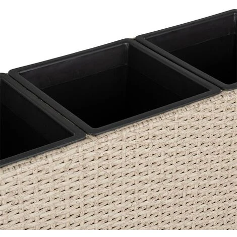 Bac à Fleur Avec 3 Pots En Polyrotin 77 Cm X 27 Cm X 60 Cm Beige 6 Bac à Fleur Avec 3 Pots En Polyrotin 77 Cm X 27 Cm X 60 Cm Beige – Image 4