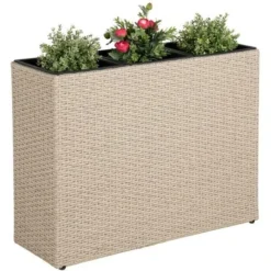 Bac à Fleur Avec 3 Pots En Polyrotin 77 Cm X 27 Cm X 60 Cm Beige 11 Bac à Fleur Avec 3 Pots En Polyrotin 77 Cm X 27 Cm X 60 Cm Beige -Promos Jardin Noble Magasin 29541830 5