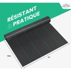 Toile De Paillage 65g/m² - Geotextile Anti Repousse 50Mx1M Pour Jardin Potager - Bache Anti Mauvaises Herbes 65g Pour Potager -Promos Jardin Noble Magasin 29784926 3