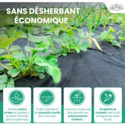 Toile De Paillage 80g/m² - Geotextile Anti Repousse 50Mx1M Pour Jardin Potager - Bache Anti Mauvaises Herbes 80g Pour Potager -Promos Jardin Noble Magasin 29784927 4