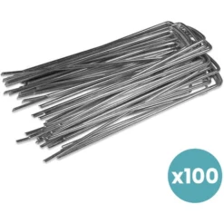 100x Sardines Piquet - Pack De 100 Agrafes Paillage En Acier Galvanisé - Fixation Bache, Tente, Grillage, Cloture -Promos Jardin Noble Magasin 29784928 4